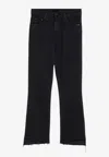 Mother The Insider Crop Step Fray Jeans In Not Gulity In Black