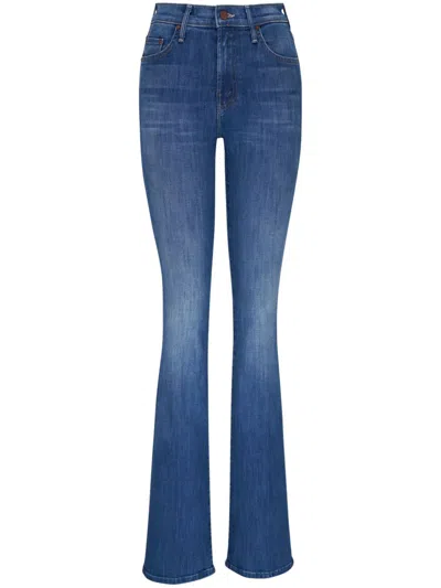 Mother High Waist Fray Hem Flare Leg Jeans In Easy Does It
