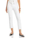 Mother The Insider High Rise Crop Step Fray Bootcut Jeans In Fairest Of Them All In White