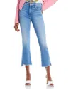Mother The Insider High Rise Crop Step Fray Bootcut Jeans In Out Of The Blue In Blue
