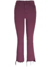 Mother The Insider Crop Step Fray Pants In Mauve Wine In Red