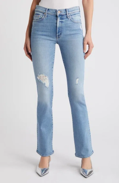 Mother The Insider Sneak Distressed High Waist Bootcut Jeans In Best Of Both Worlds