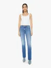 Mother The Mid Rise Dazzler Ankle Fray Riding The Cliffside Jeans In Blue