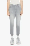Mother Insider Crop Step Fray Bootcut Jeans In Noted In Gray In Blue