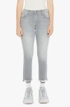 Mother Insider Crop Step Fray Bootcut Jeans In Noted In Gray In Noted