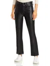 Mother The Weekender Mid-rise Faux-leather Flare Jeans In Black