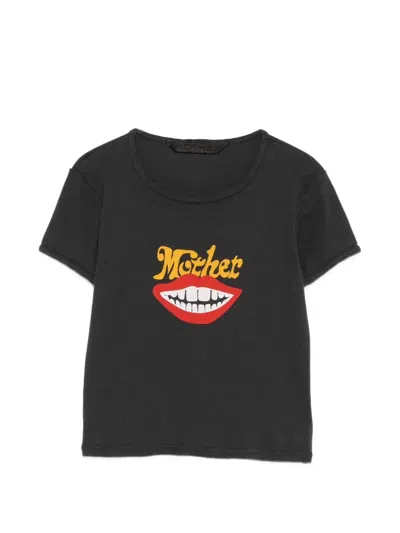 Mother The Itty Bitter Ringer Graphic-print Cropped T-shirt In Black