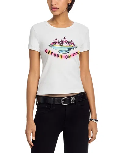 Mother The Itty Bitty Cotton Ringer Tee In White