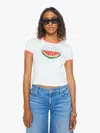 Mother Womens The Itty Bitty Logo-print Short-sleeve Cotton-jersey T-shirt Bad Seed In White