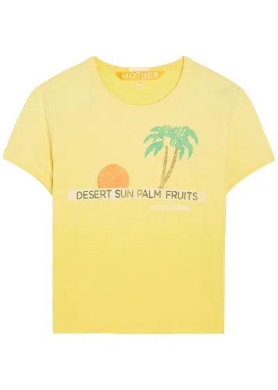 Mother The Itty Bitty Ringer Printed Cotton T-shirt In Yellow