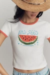 Mother Womens The Itty Bitty Logo-print Short-sleeve Cotton-jersey T-shirt Bad Seed