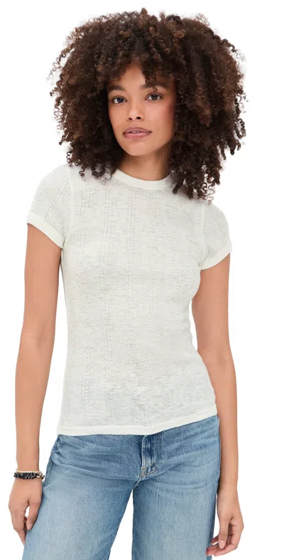 Mother Womens Fluff The Itty Bitty Ringer Cotton T-shirt In White