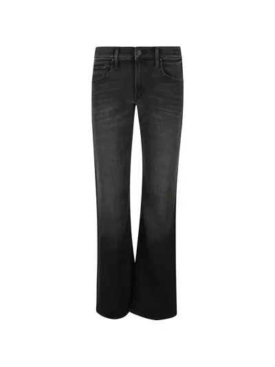 Mother The Jinx Heel Faded-effect Whiskered Jeans In Black