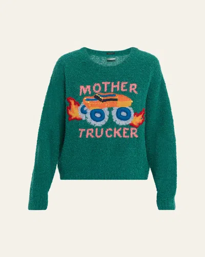 Mother The Jumper Embroidered Sweater In Green