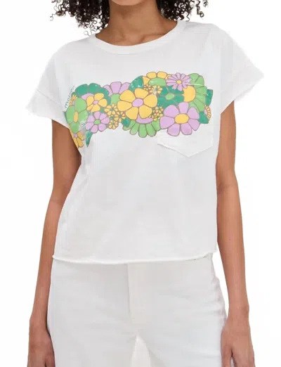 Mother The Keep On Rolling Pocket Tee In Flower Patch In White