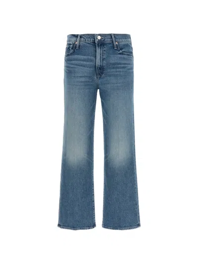 Mother The Kick It Ankle Contrast Stitching Jeans In Blue