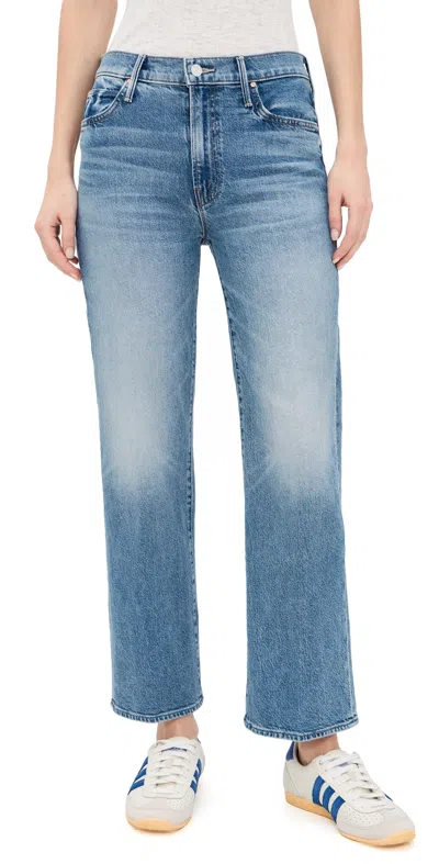 Mother The Hot Rod Hover Jeans No Shirt No Shoes No Service In Blue
