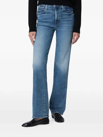 Mother The Kick It Jeans In Medium Blue Washed Denim In Black