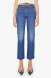 Mother The Kick It Flood Ankle Straight Leg Jeans In Blue