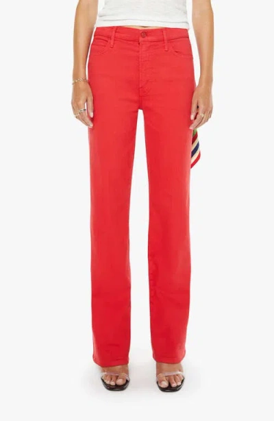 Mother The Kick It High Waist Straight Leg Jeans In Red