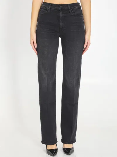Mother The Rambler Zip Heel High-rise Straight-leg Jeans In Black