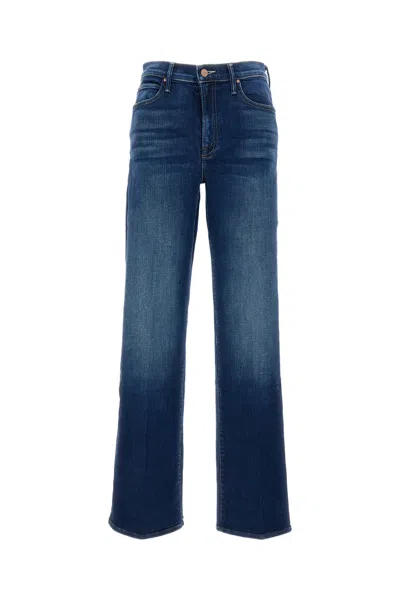 Mother Jeans The Rerun Zip Sneak With Belt Loops And Logo Embroidery On The Back In Blue Denim For Women