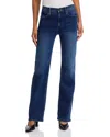 Mother Womens The Tomcat Roller Sneak Brand-tab Wide-leg High-rise Denim-blend Jeans I Put A Spell On You In I Put A Spell On You