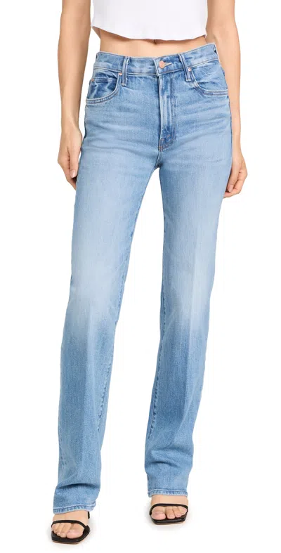 Mother Womens Blowing In The Wind The Mid Rise Maven Sneak Cotton-blend Jeans In Blue
