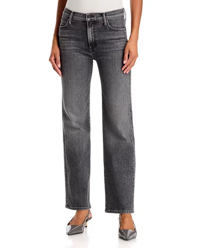 Mother The Kick It Mid Rise Jeans In Cliffhanger In Black