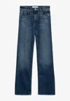 Mother High-waisted Cropped Jeans In Blue Denim In Blue