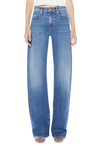 Mother The Lasso Heel Mid Rise Wide Leg Jeans In Blue