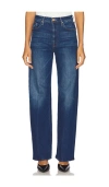 Mother The Lasso Sneak High Rise Jeans In Bunny Hop In Blue