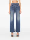 Mother The Lasso Sneak Distressed Jeans In Blue
