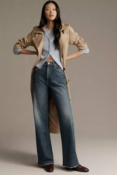 Mother The Lasso Sneak High-rise Wide-leg Jeans In Blue