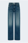 Mother Jeans The Rerun Zip Sneak With Belt Loops And Logo Embroidery On The Back In Blue Denim For Women In Blue