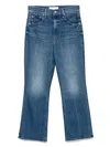 Mother High-waisted Cropped Jeans In Blue Denim In Blue