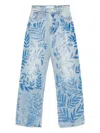 Mother The Lasso Sneak Leaf-print Jeans In Blue