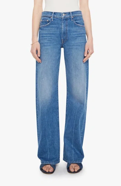 Mother The Lasso Sneak Mid Rise Wide Leg Jeans In Blue