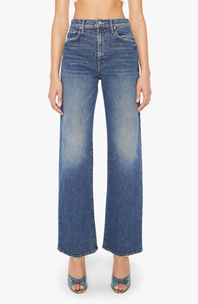 Mother The Lasso Sneak Wide Leg Jeans In Blue