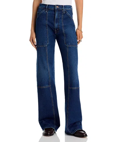 Mother The Lasso Utility Sneak High Rise Jeans In Shine On In Blue