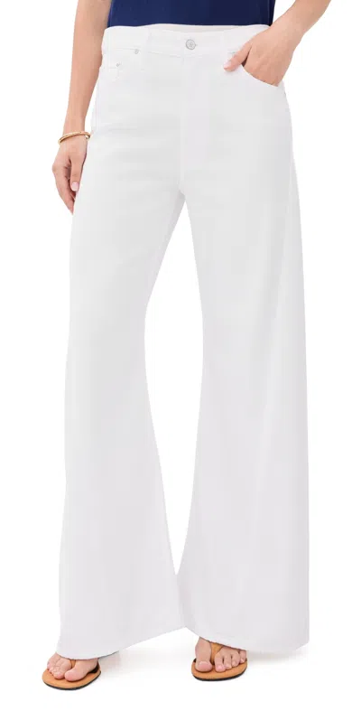 Mother The Lemon Twist Skimp High Rise Wide Leg Jeans In Pinch Of Salt In White