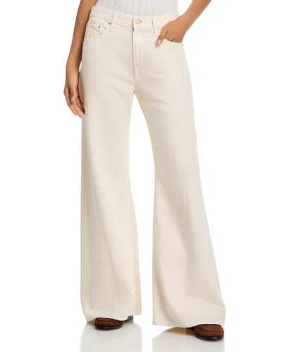 Mother Womens Nat-natural The Lemon Twist Sneak Wide-leg Cotton-blend Jeans In White