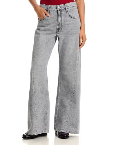 Mother The Lemon Twist Sneak High Rise Wide Leg Jeans In Rocky Road In Gray