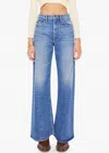 Mother The Lemon Twist Sneak Wide Leg Jeans In Rolling In The Dough In Blue