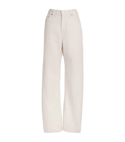 Mother The Lemon Twist Sneak Wide-leg Jeans In White