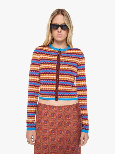 Mother The Lil' Cardigan Jacquard Shirt In Blue - Size X-small