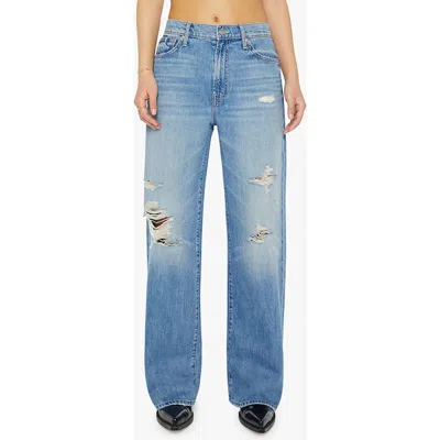 MOTHER MOTHER THE LIL' DODGER SNEAK DISTRESSED WIDE LEG JEANS