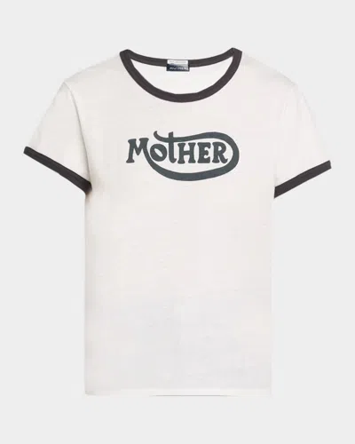 Mother The Lil' Goodie Goodie Ringer Tee In White