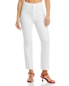 Mother The Hustler Patch Pocket Raw Hem High Waist Ankle Flare Jeans In White
