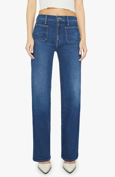 MOTHER MOTHER THE LIL RAMBLER PATCH POCKET HIGH WAIST STRAIGHT LEG JEANS